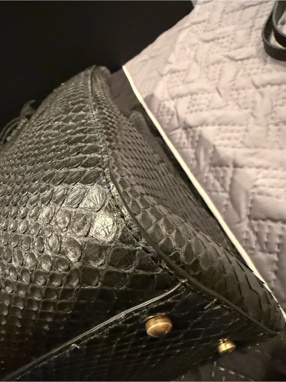 Chanel Dark Green Python Large Neo Executive Tote